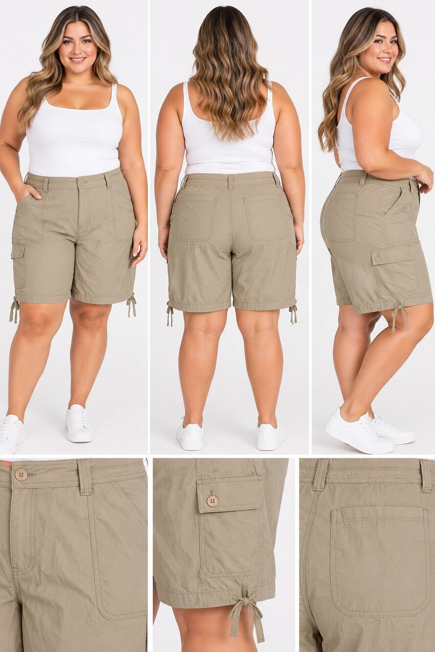 St. John’s Bay Khaki Cargo Bermuda Shorts – Size 30W